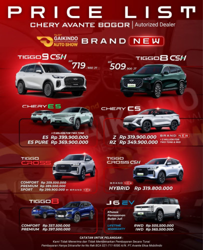 Pricelist Harga Chery leuwiliang 2025